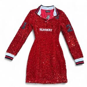 NWT Shane Justin Red Sequin Runway Dress size Medium